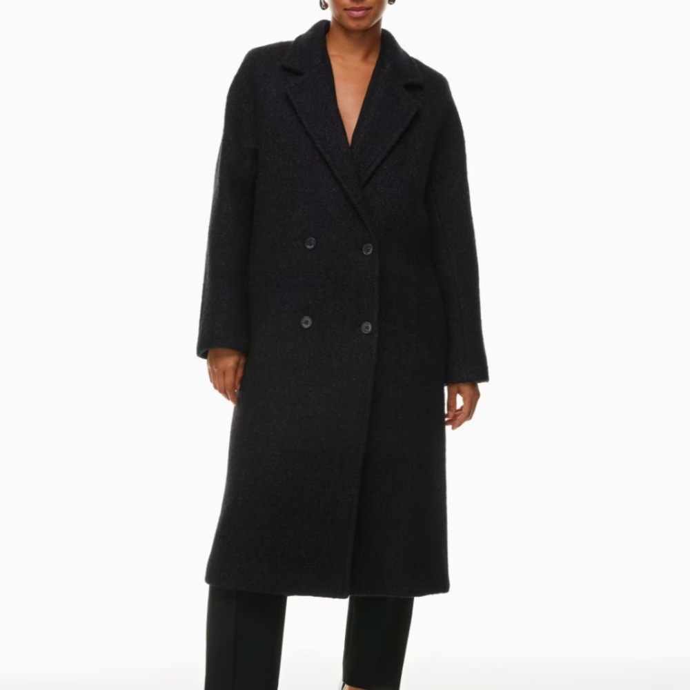 Babaton The Slouch Coat - Black Boucle Wool - Sz. Small